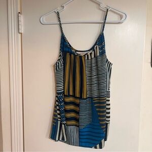 LOFT Blue and Yellow Striped Camisole